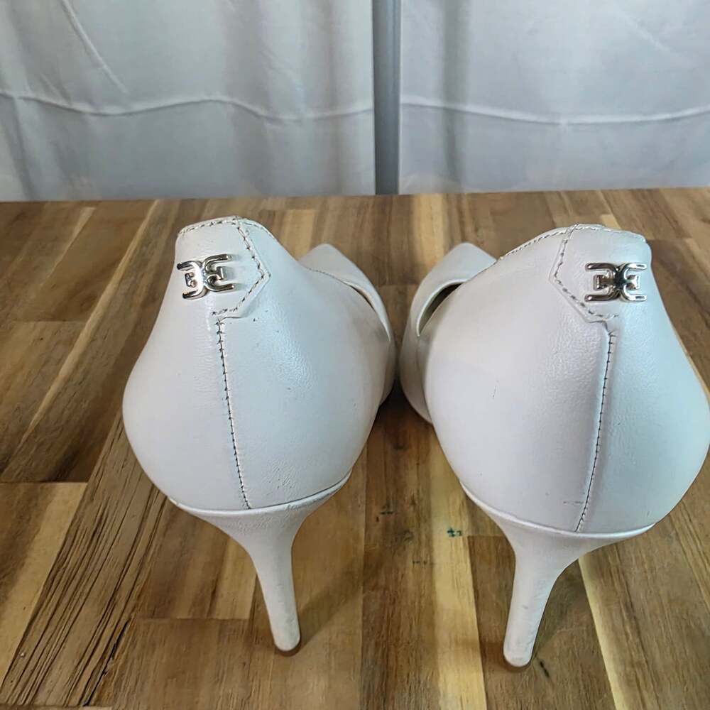 Sam Edelman Hazel White Leather Pointed Toe Pumps - Picture 2 of 15